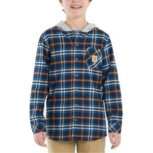 CARHARTT BOY'S LONG-SLEEVE BUTTON-FRONT HOODED FLANNEL SHIRT